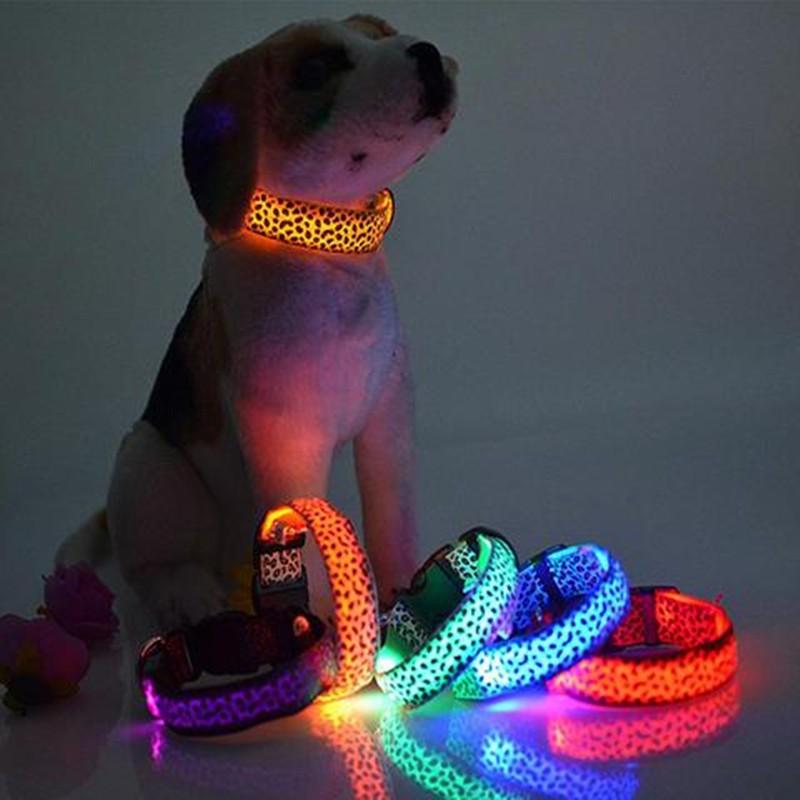 Nylon Leopard LED Dog Collar